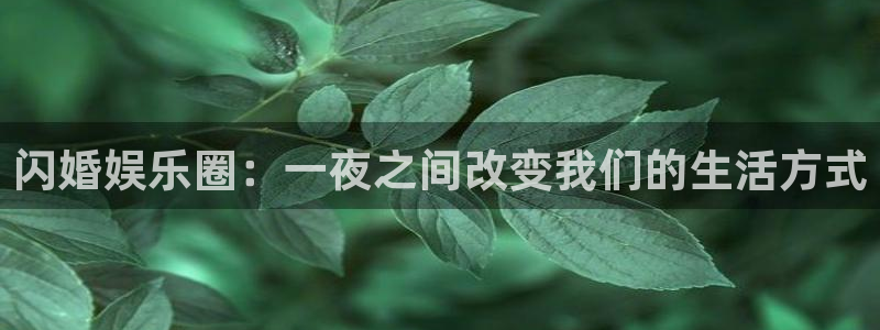 万向娱乐注册：闪婚娱乐圈：一夜之间改变我们的生活方式